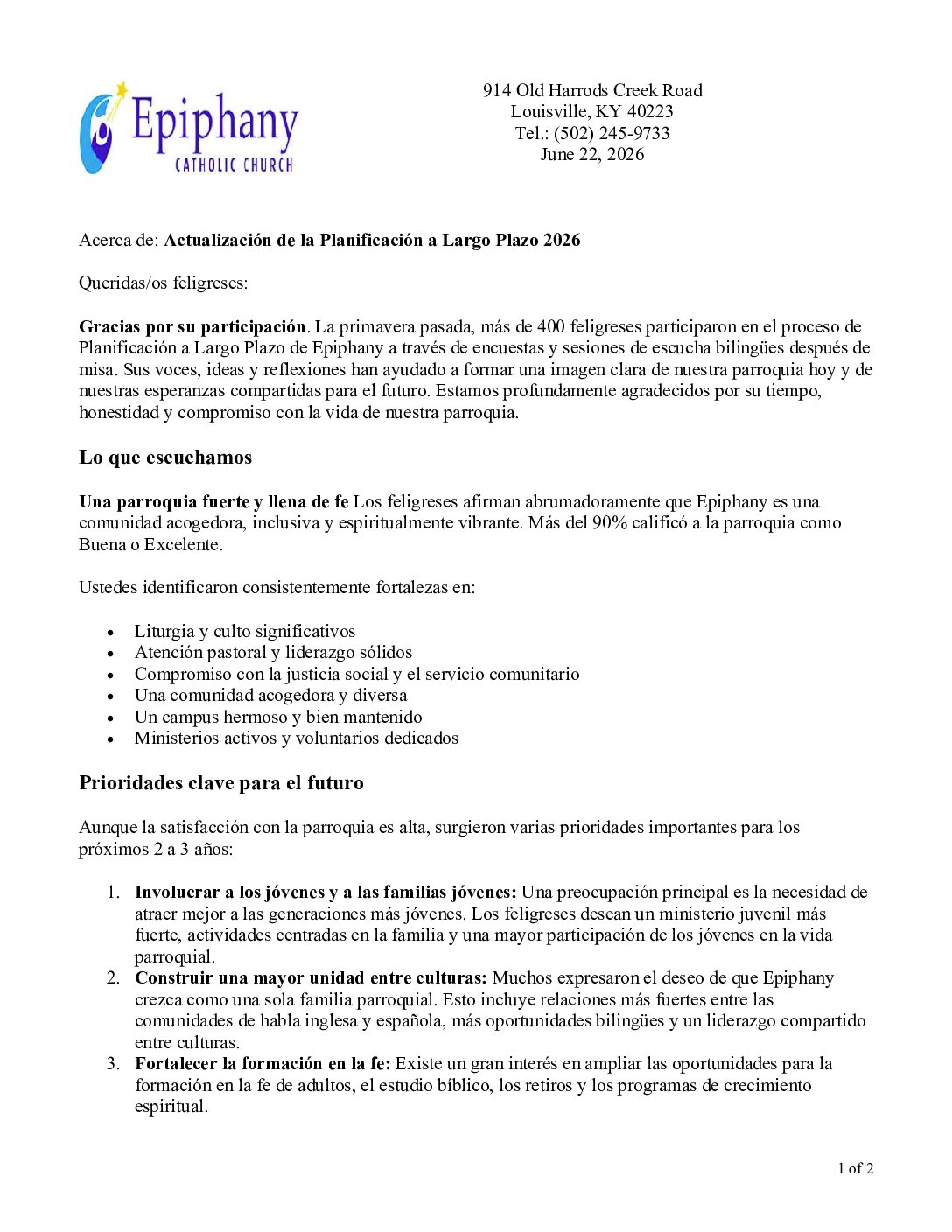2026 Actualización De La Planificación A Largo Plazo