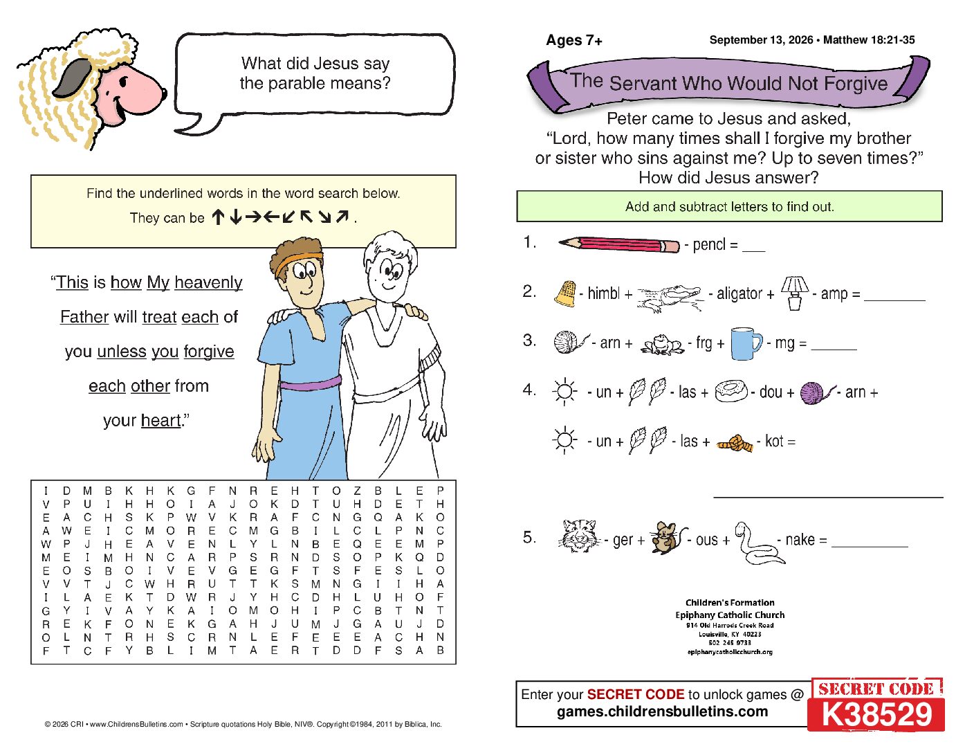 Children’s Bulletin (Ages 7+) – September 13, 2026