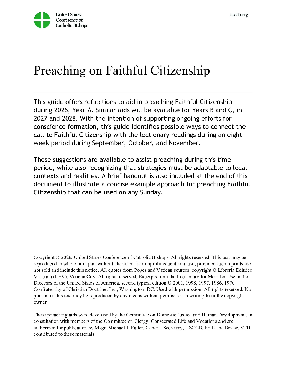 Arch Shelton & USCCB   Preaching Faithful Citizenship Resources Full Document