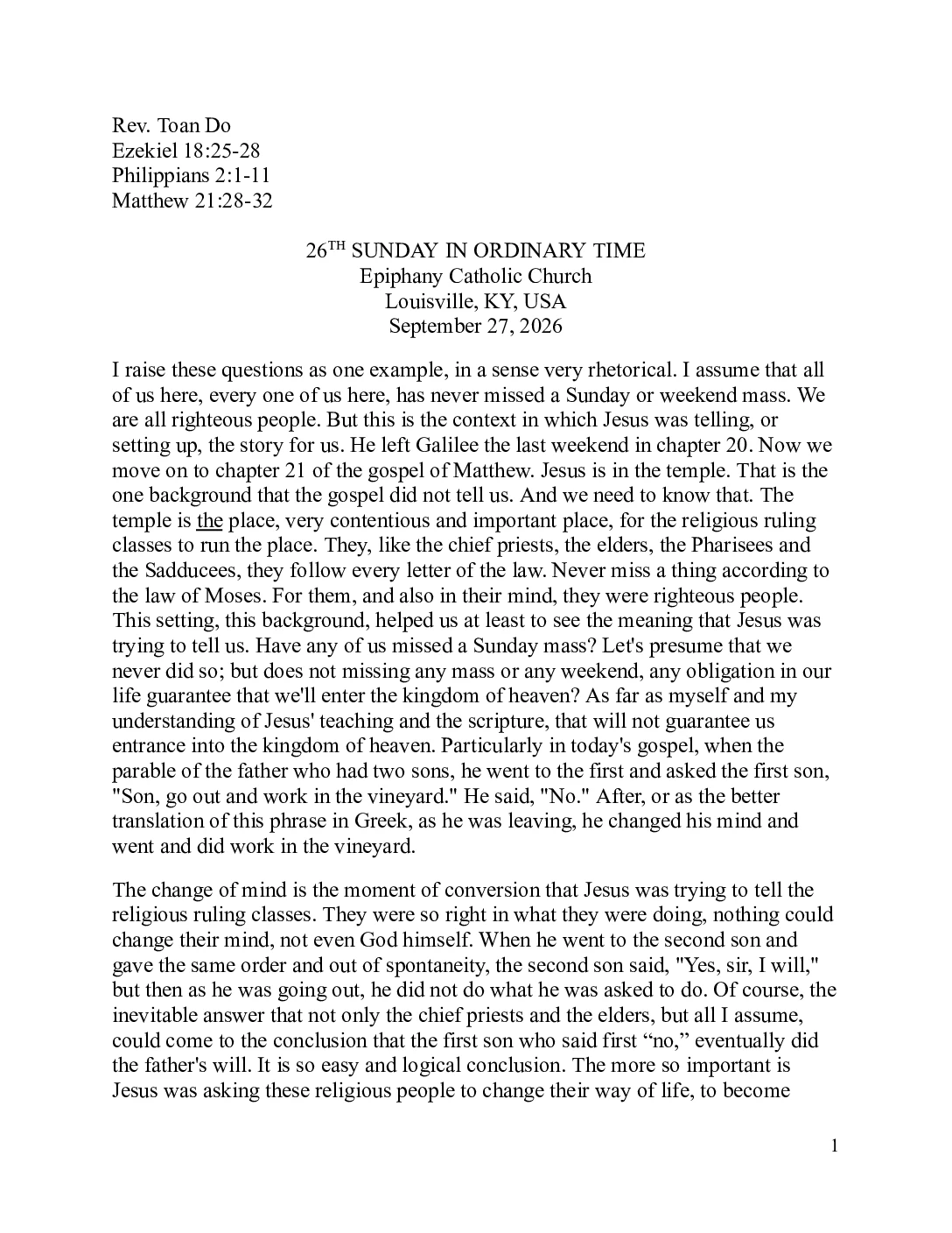 Rev. Toan Do – September 27, 2026